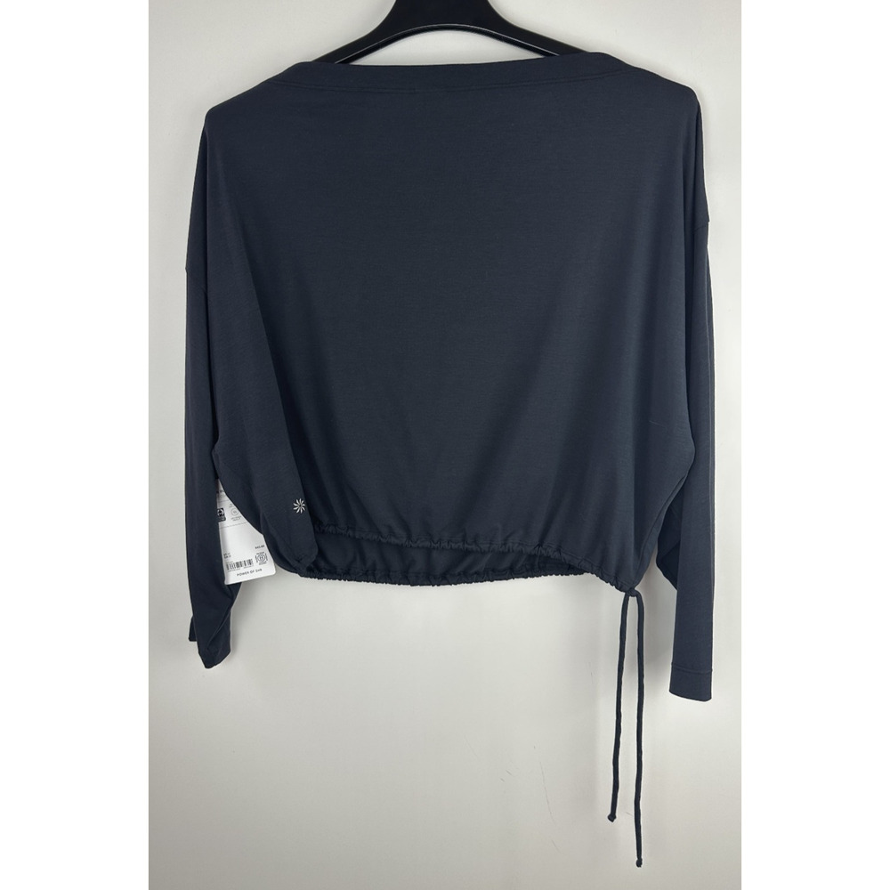 NWT Athleta Cool Down Black Long Sleeve Modal Drawstring Yoga Top Size Medium M - Picture 10 of 13
